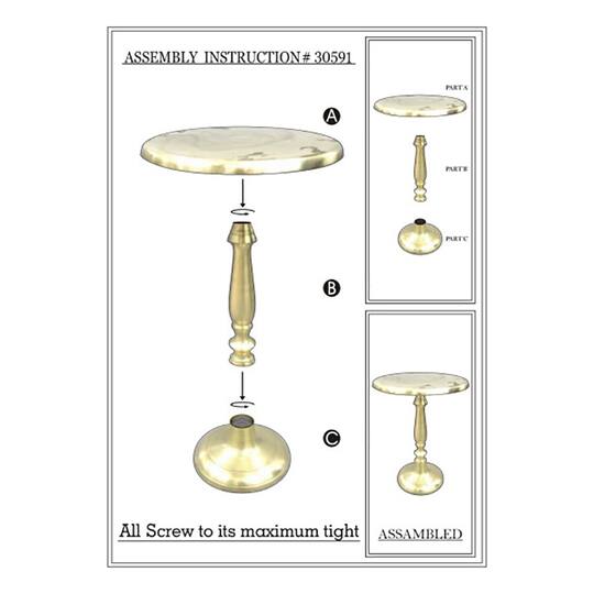 Silver Aluminum Traditional Accent Table